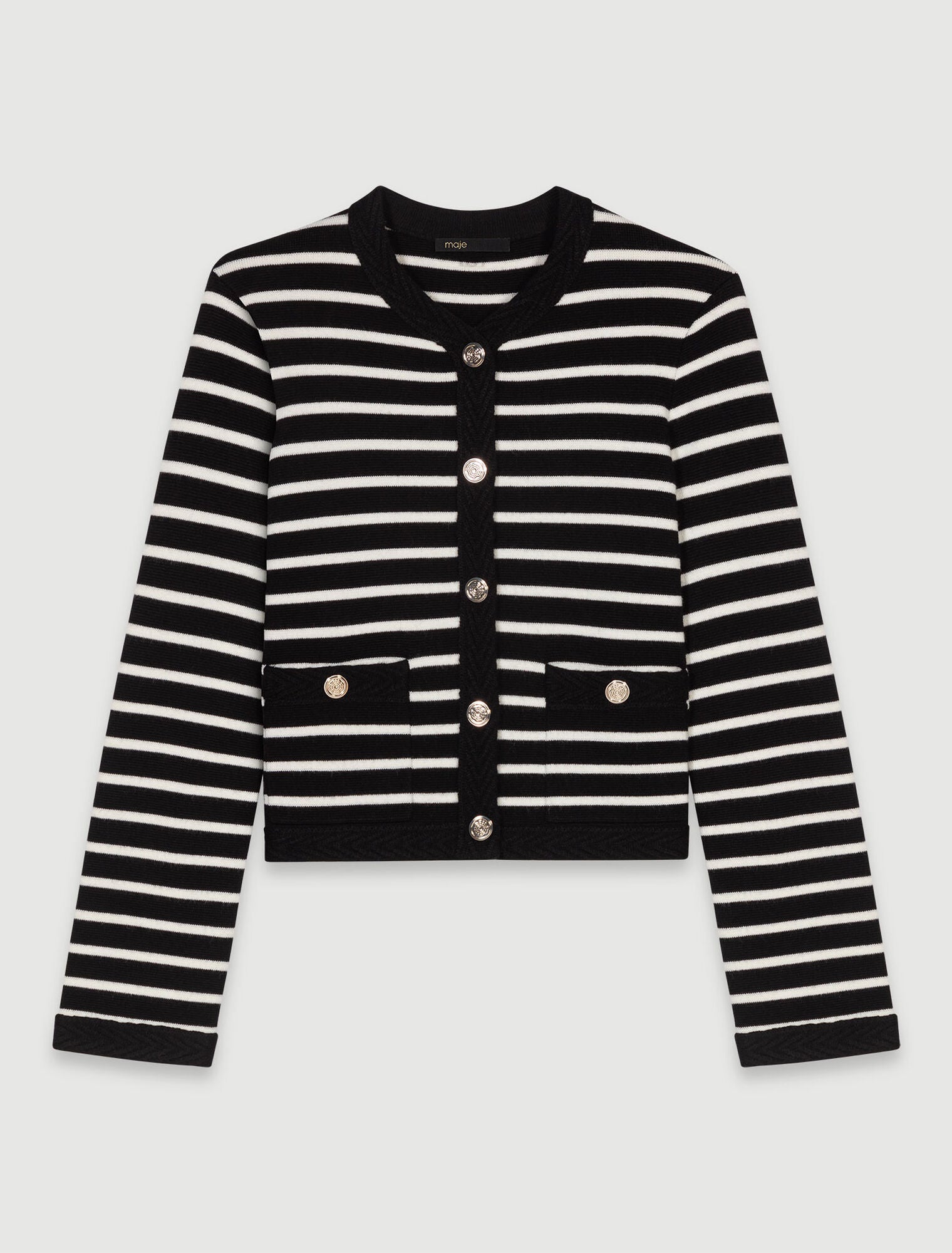 Black/Ecru  -Striped cardigan