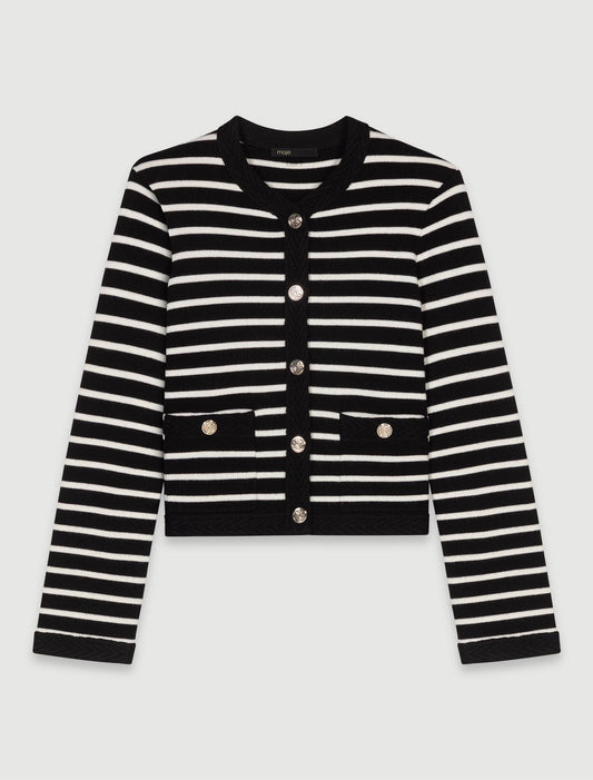 Black/Ecru  -Striped cardigan