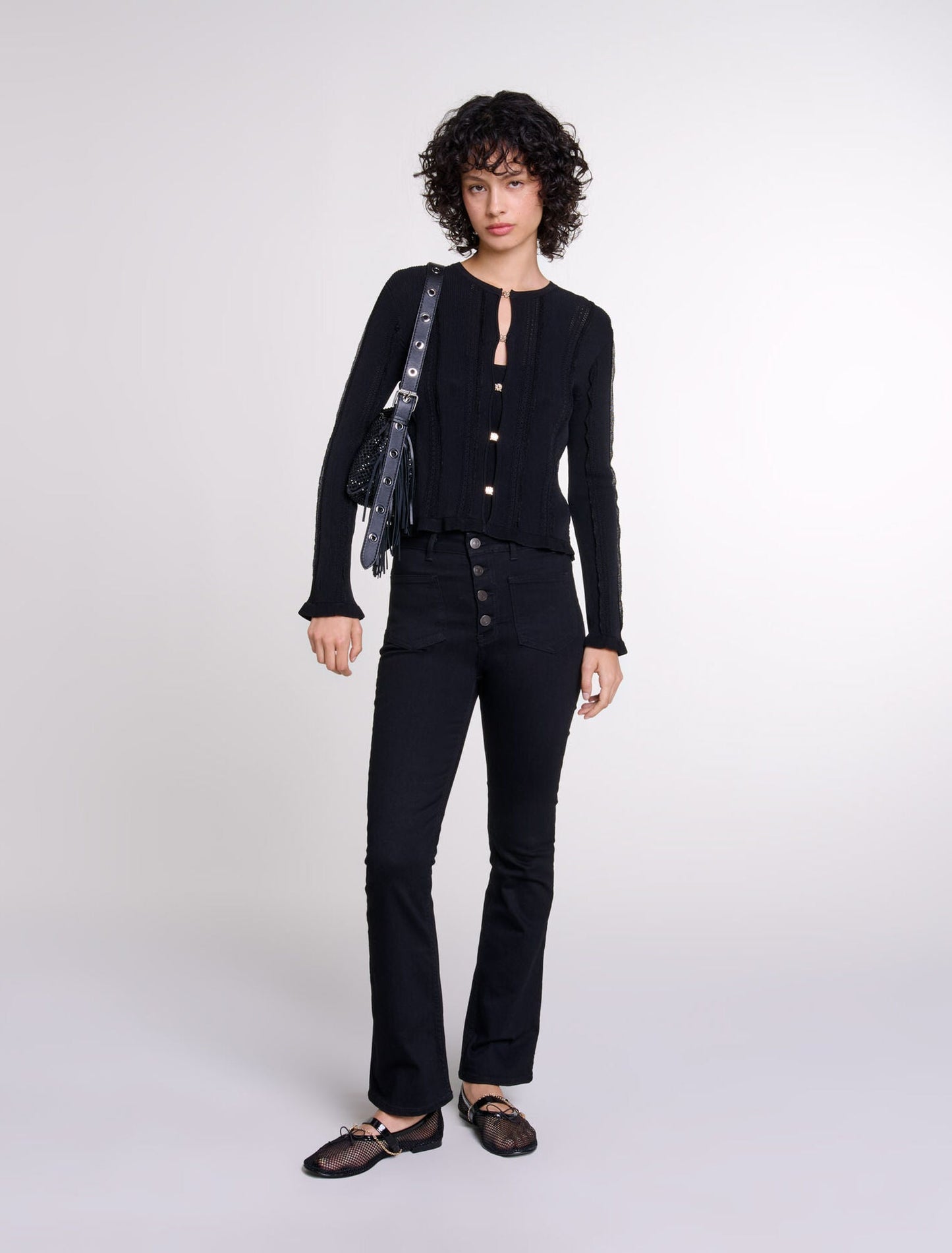 Black featured 2-in-1 cardigan