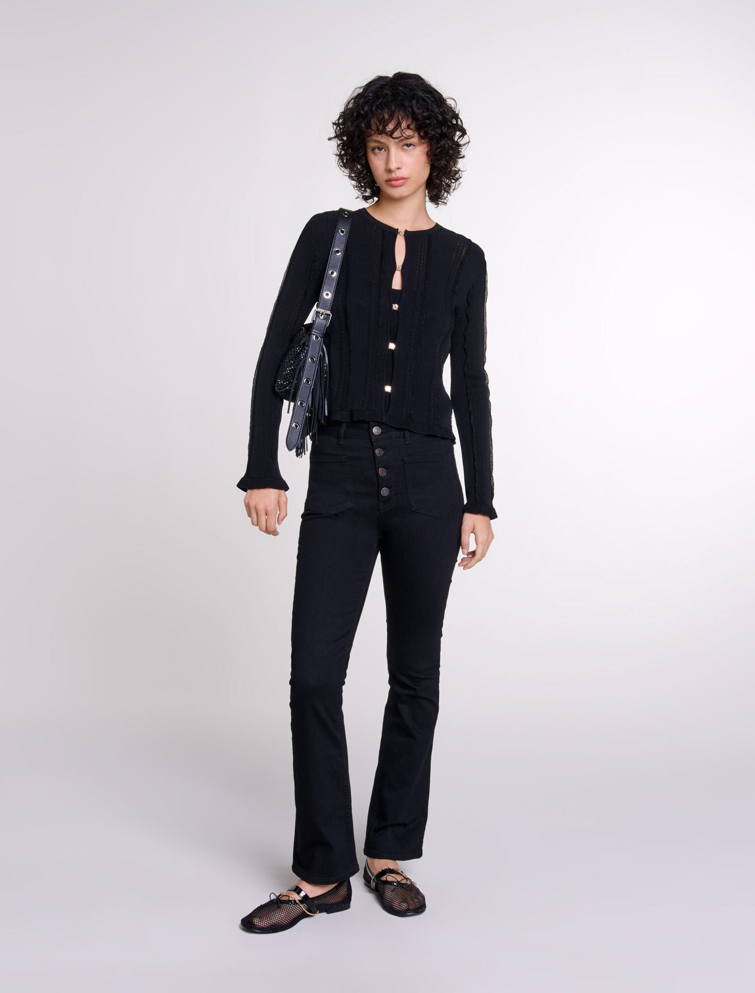 Black featured 2-in-1 cardigan