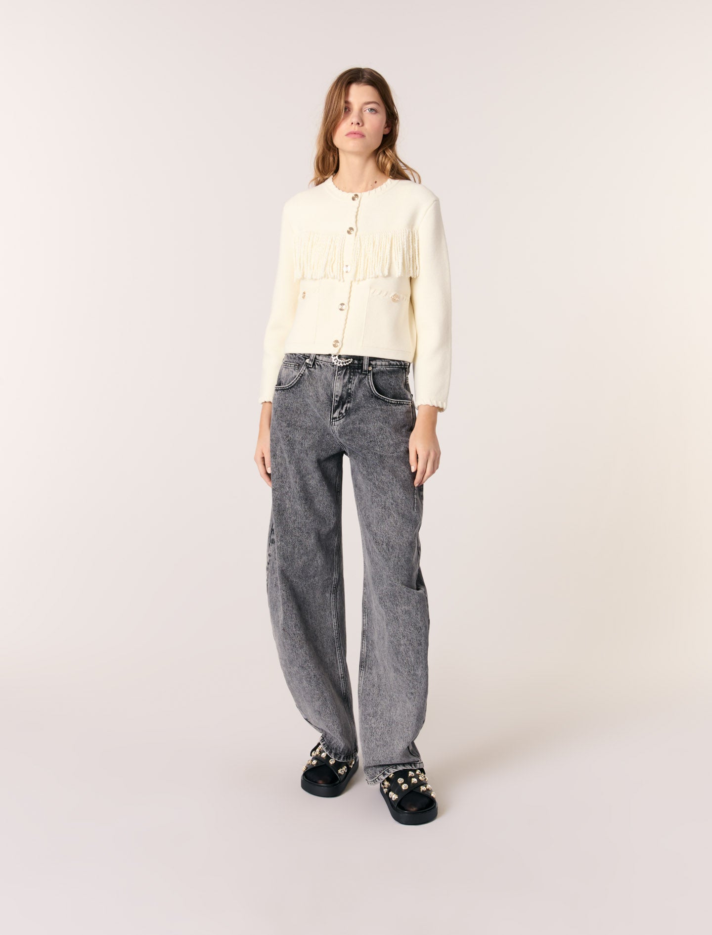 Ecru featured Rhinestone Detail Cardigan