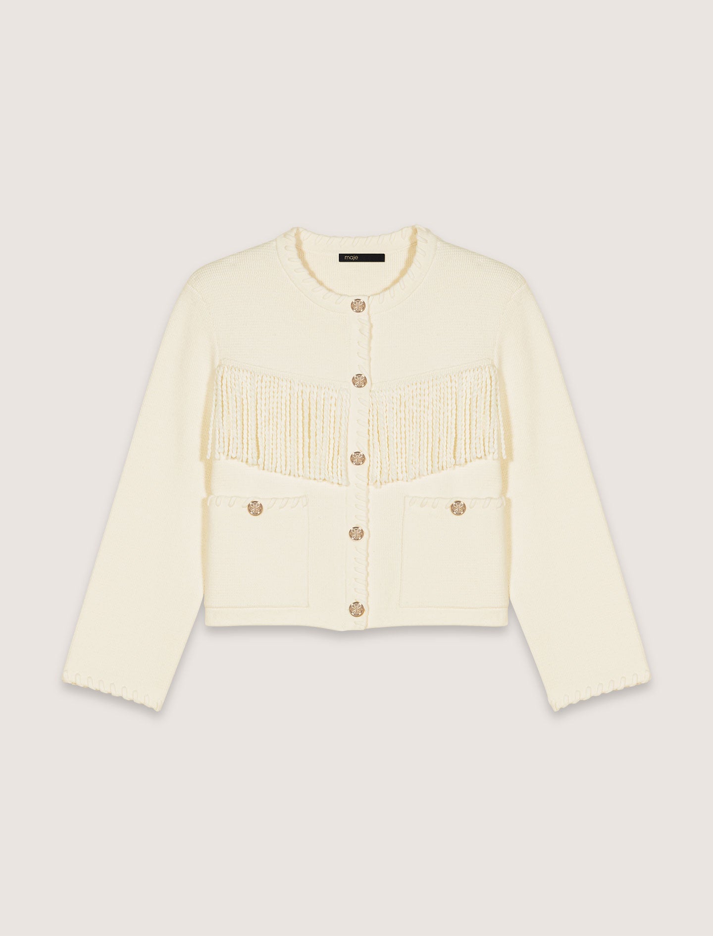 Ecru Rhinestone Detail Cardigan