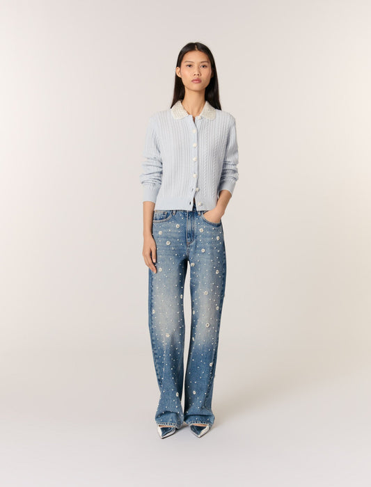 Blue featured Ribbed Cardigan