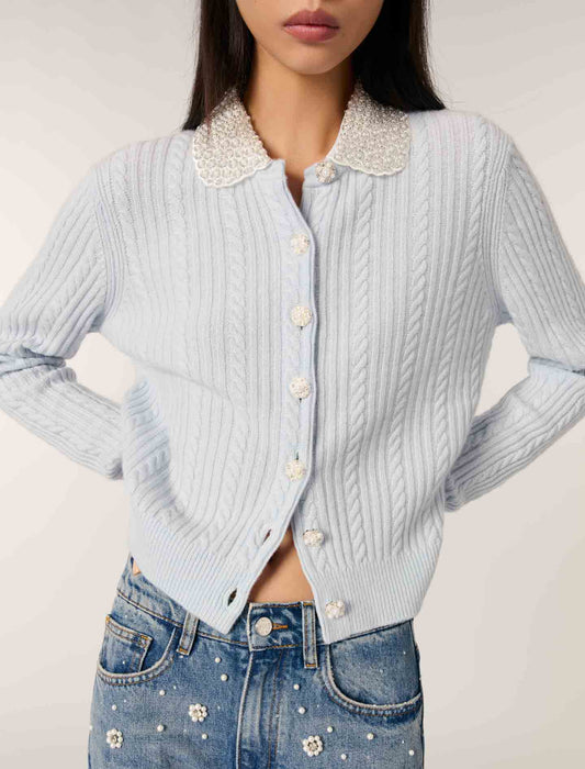 Blue Ribbed Cardigan