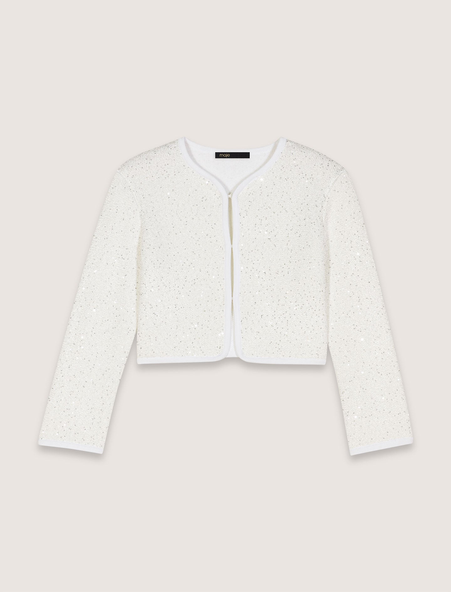 White Sequin Embellished Cardigan