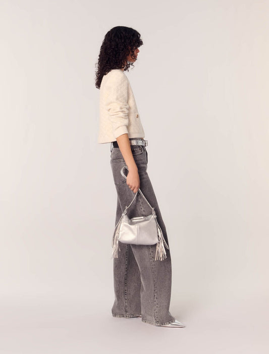 Ecru-Short tweed-effect cardigan