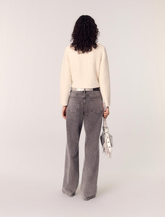 Ecru-Short tweed-effect cardigan