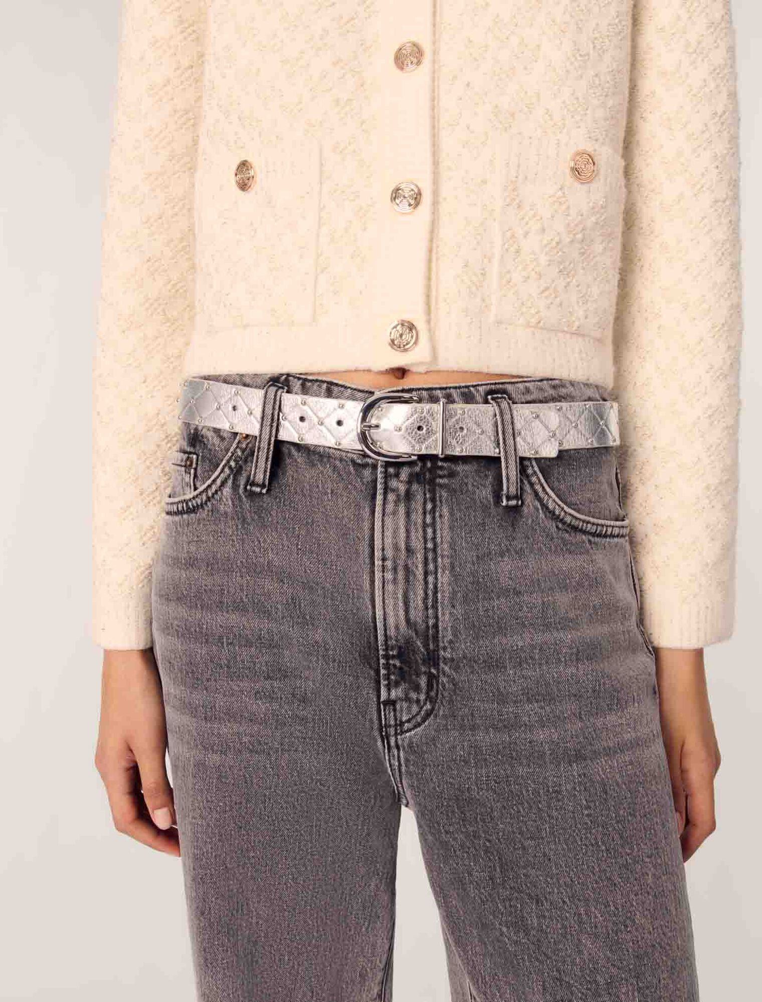 Ecru-Short tweed-effect cardigan