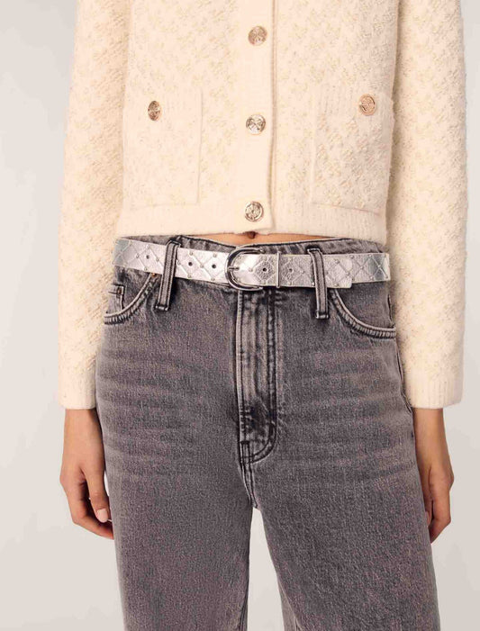 Ecru-Short tweed-effect cardigan