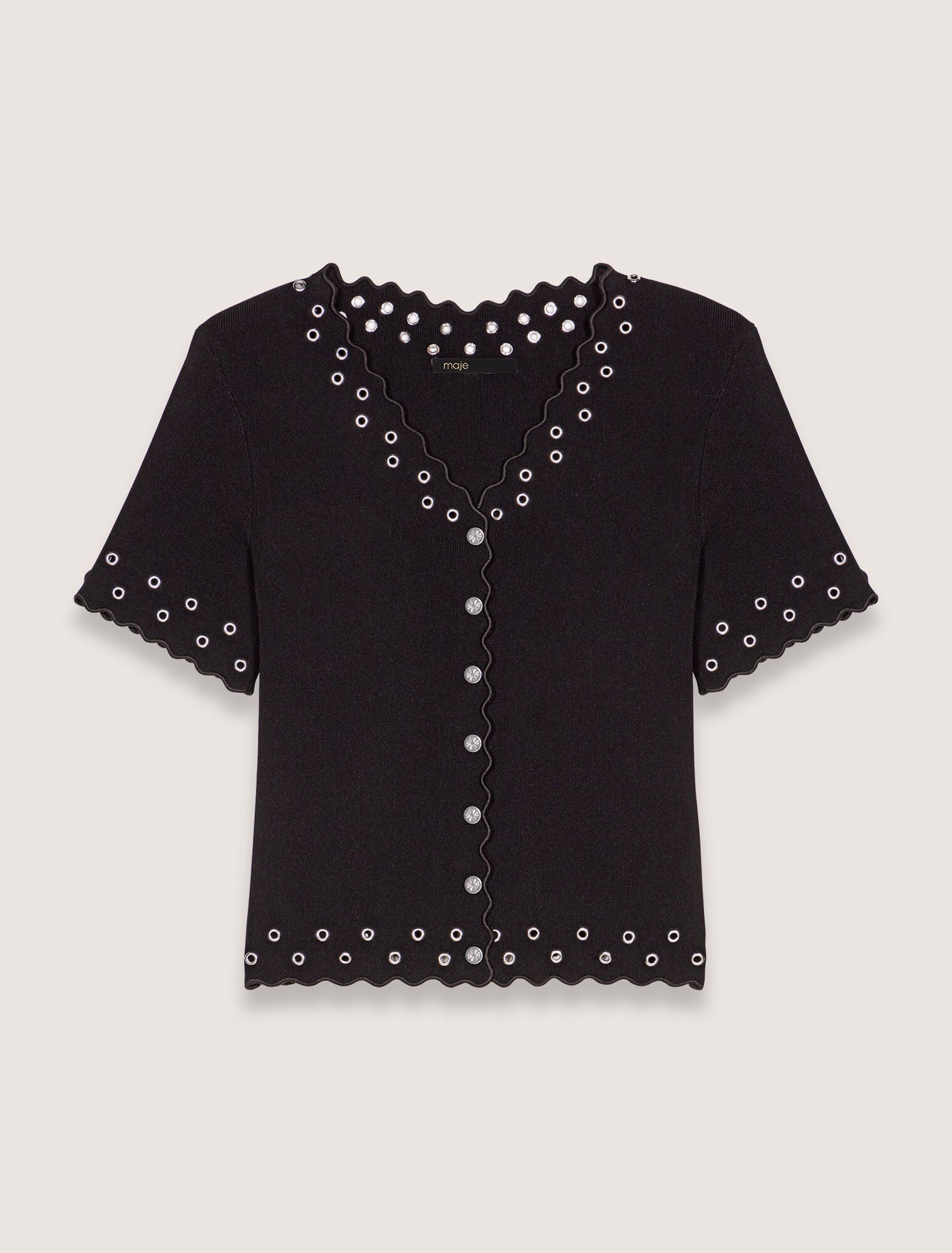 Black Cropped cardigan with eyelets