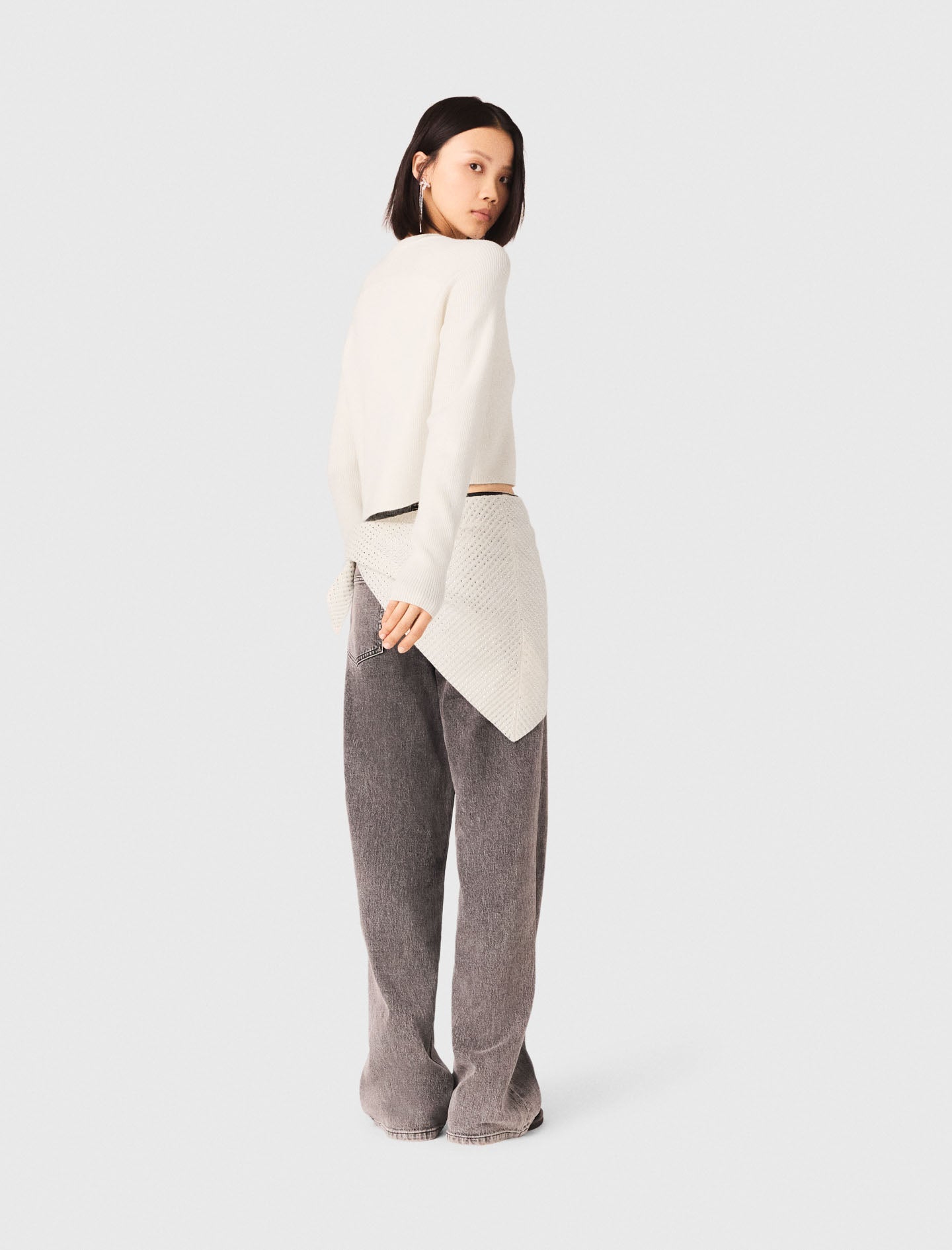Bow Jewellery Button Cardigan Ecru