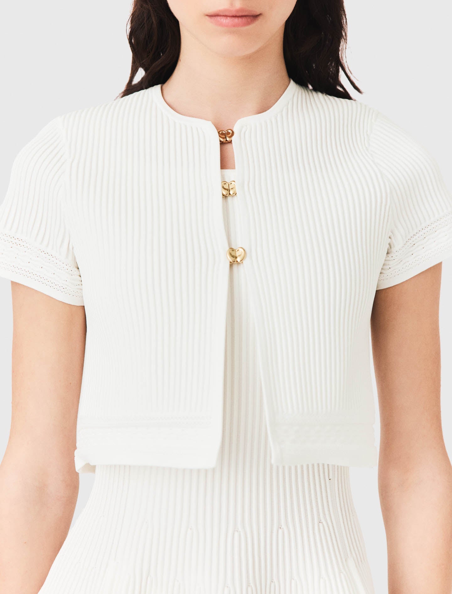 Short-sleeved cardigan White