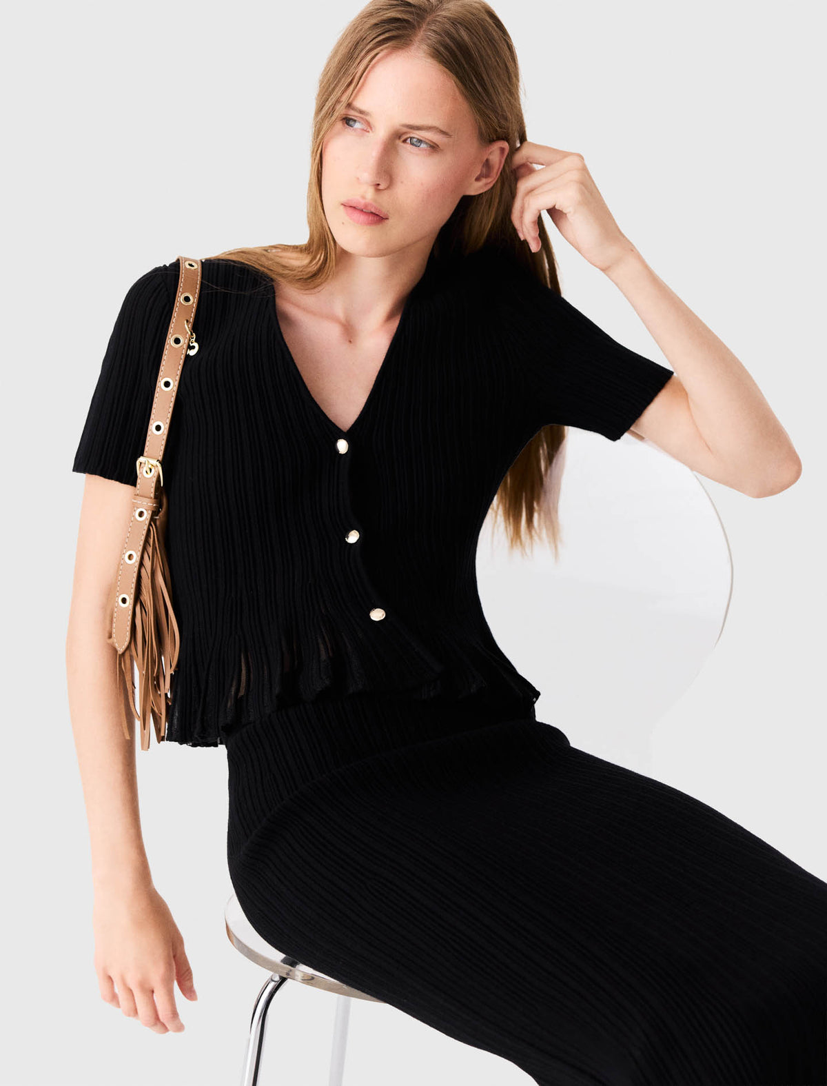 Peplum cardigan Black