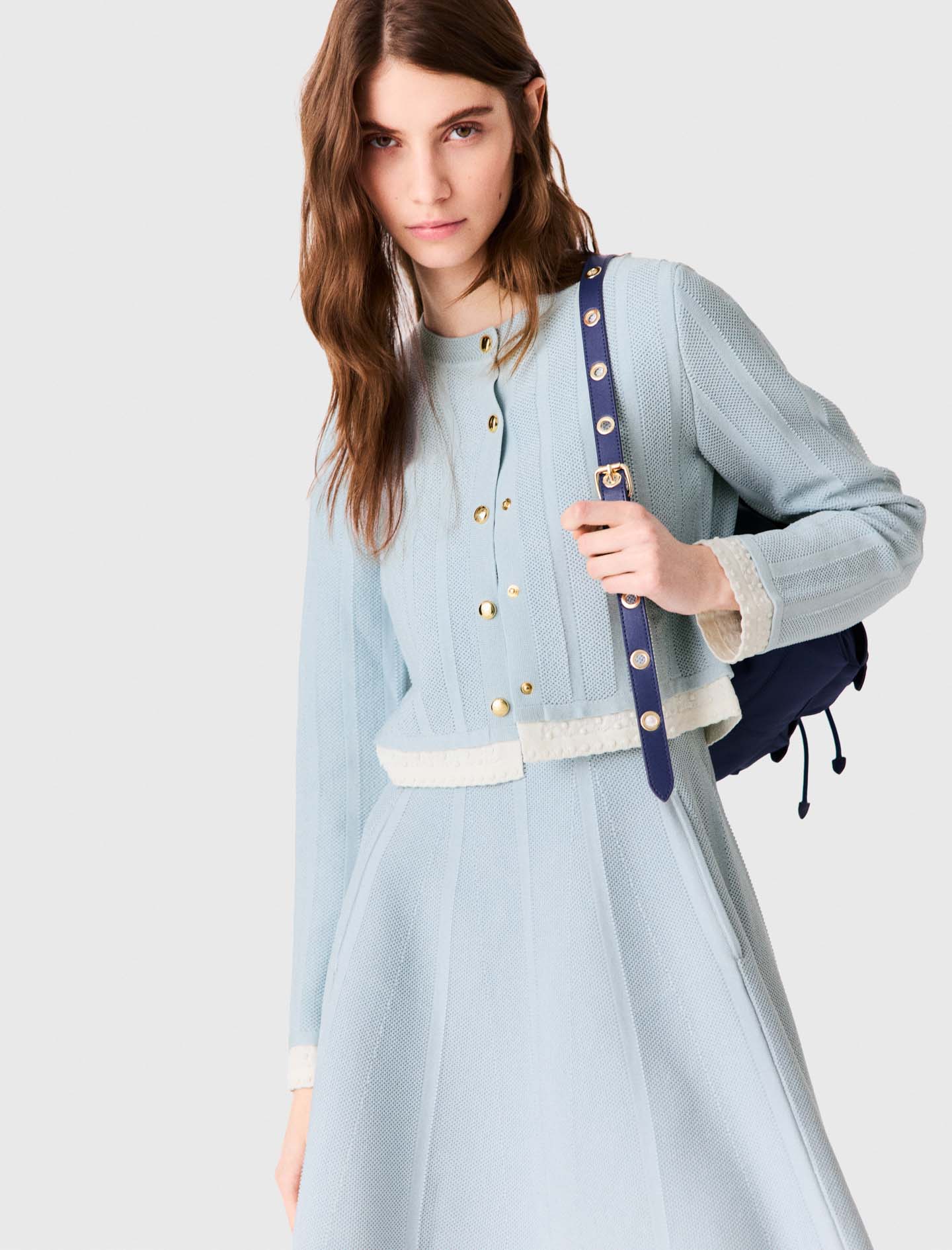 Cardigan with contrast band Light Blue