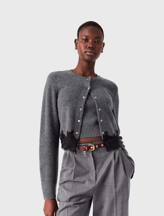 Twinset with lace trim Grey/Black