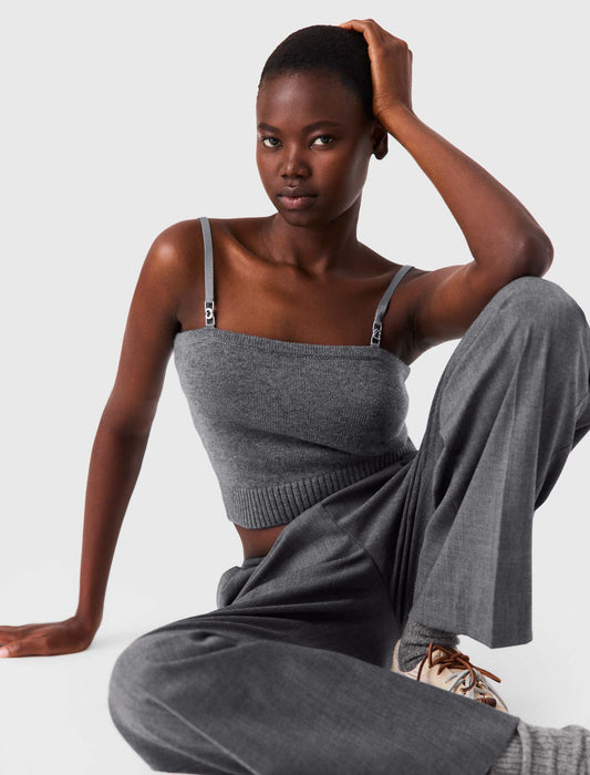 Twinset with lace trim Grey/Black