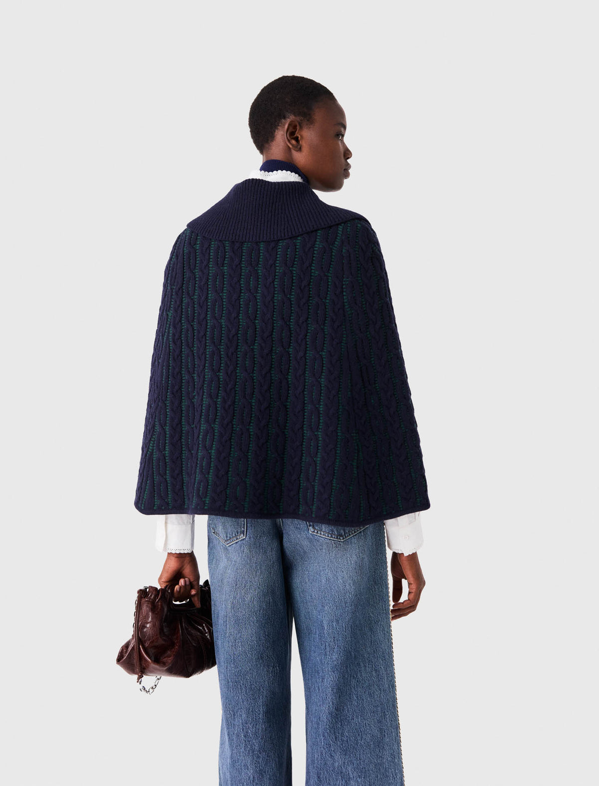 Cropped cape cardigan Navy/Green