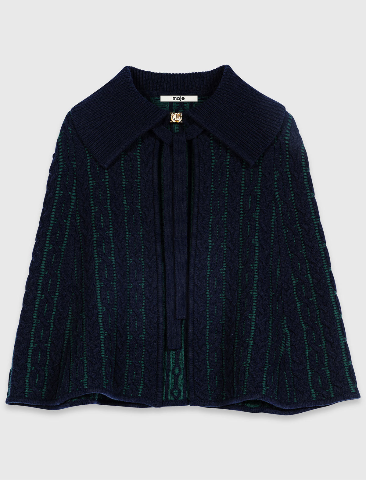 Cropped cape cardigan Navy/Green