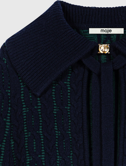 Cropped cape cardigan Navy/Green