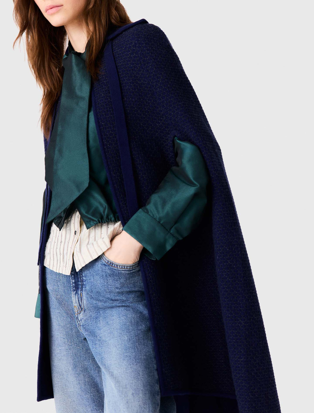 Longline cape cardigan Navy