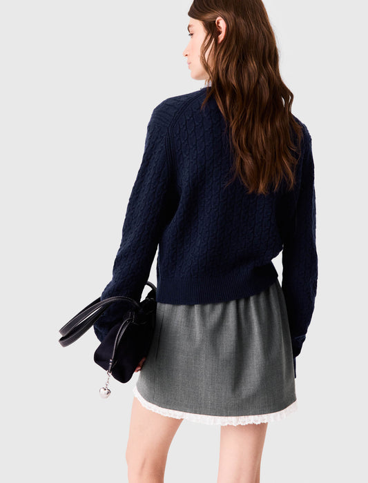 Cardigan with poplin collar Navy