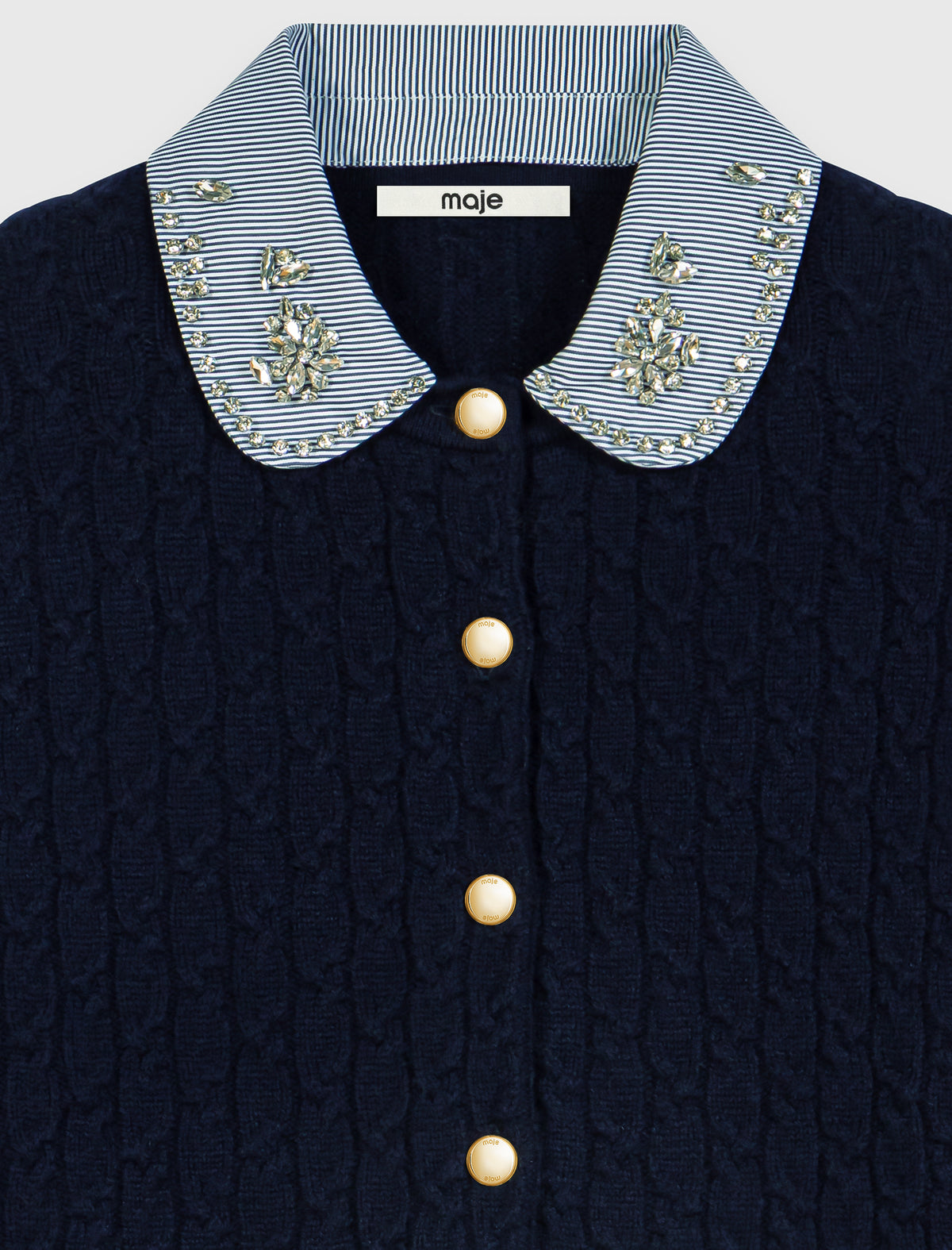 Cardigan with poplin collar Navy