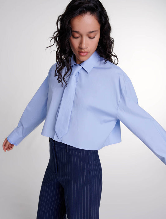 Blue  -Shirt with removable tie