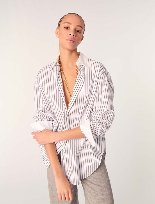 Black / White Stripes-Rhinestone striped shirt