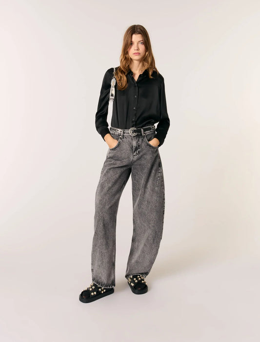 Black-featured-Silk Shirt