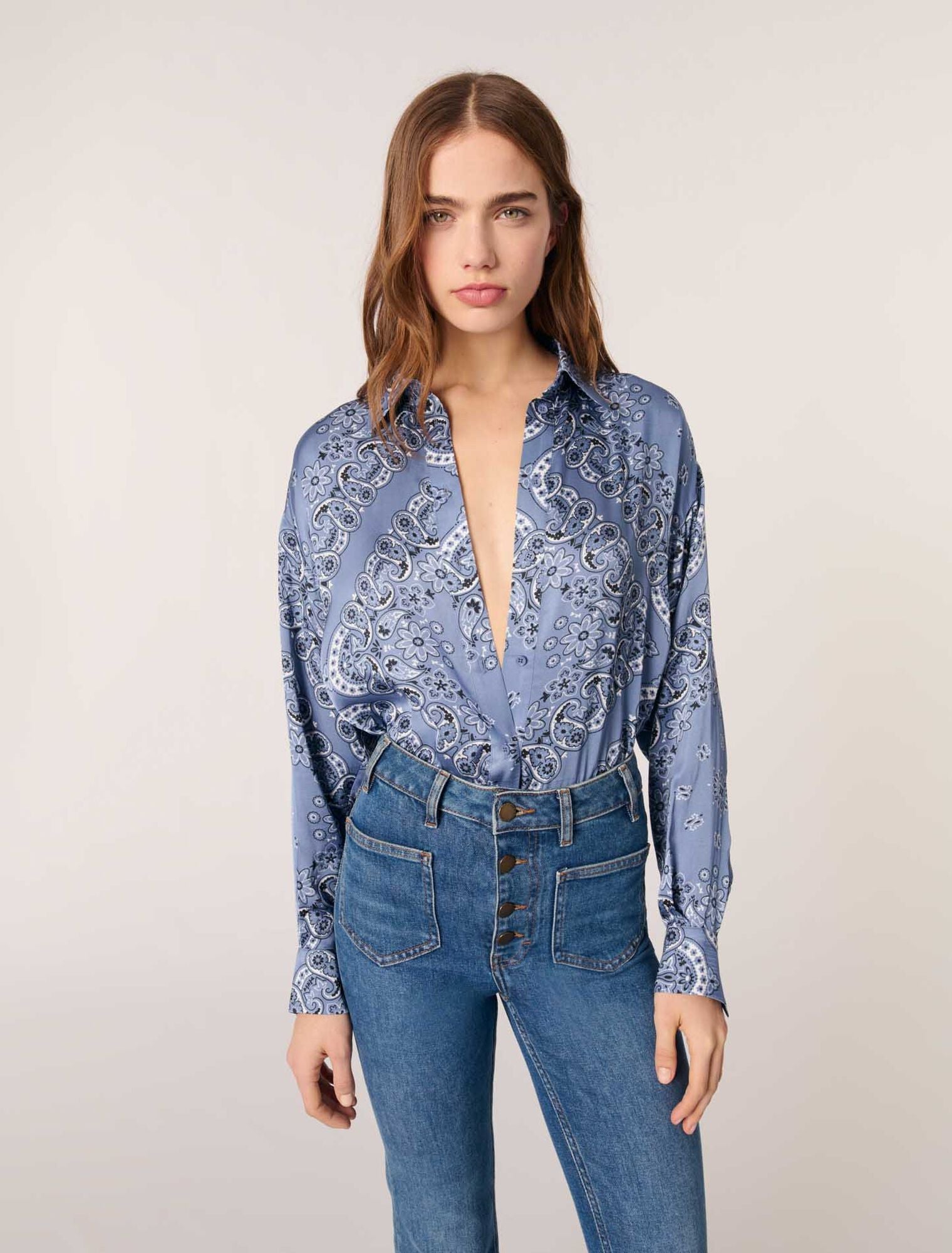 Blue Bandana Print-Flowing printed shirt