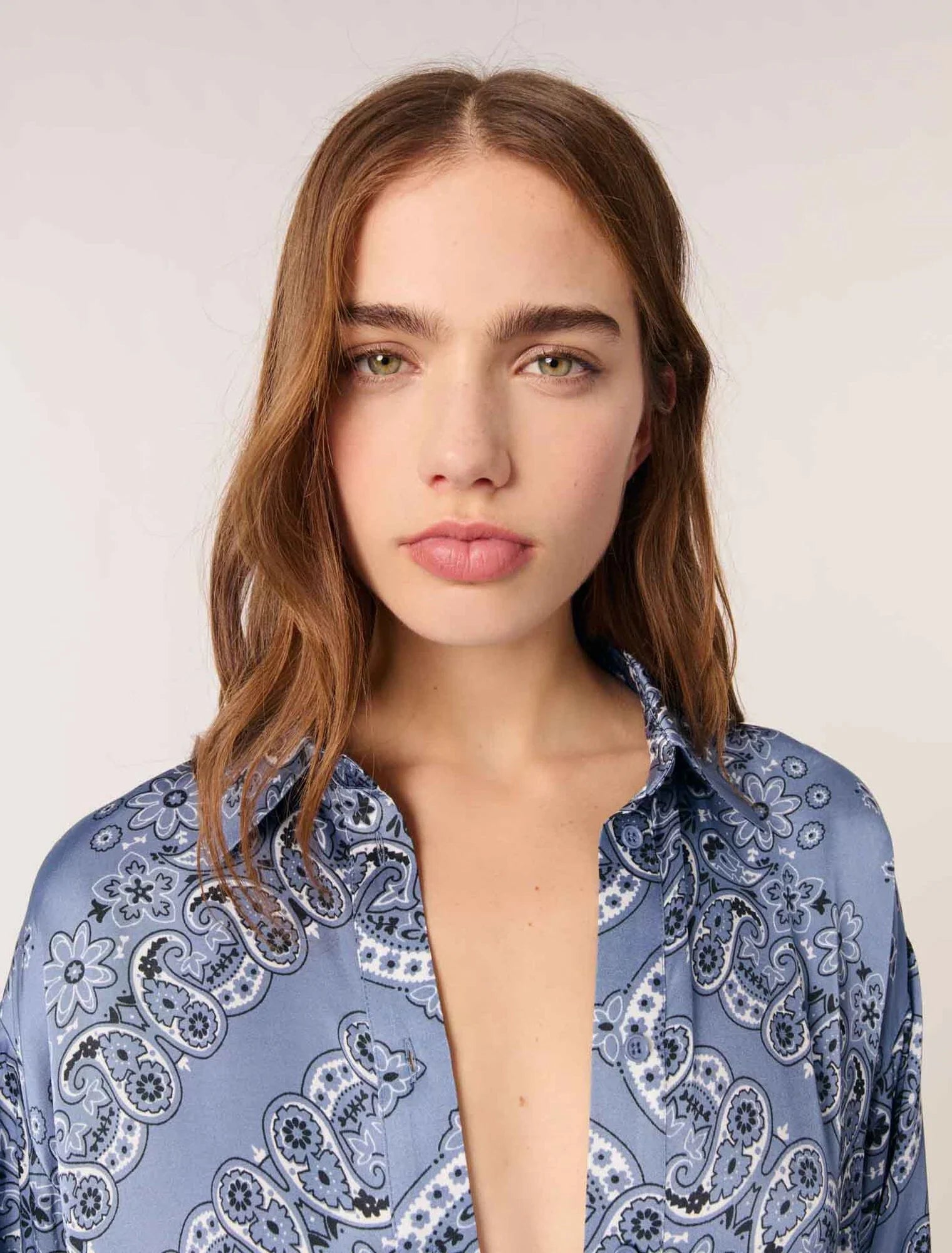 Blue Bandana Print-Flowing printed shirt