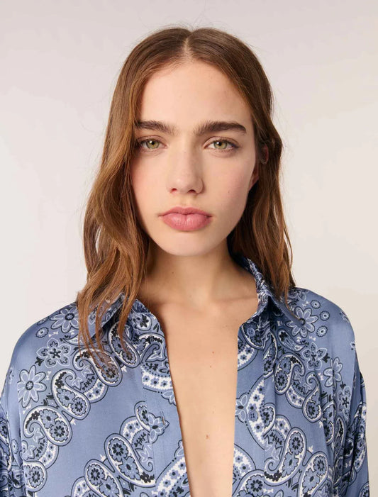 Blue Bandana Print-Flowing printed shirt