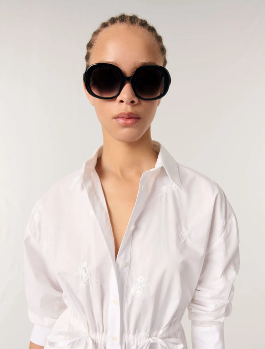 White-Short embroidered shirt