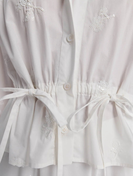 White-Short embroidered shirt
