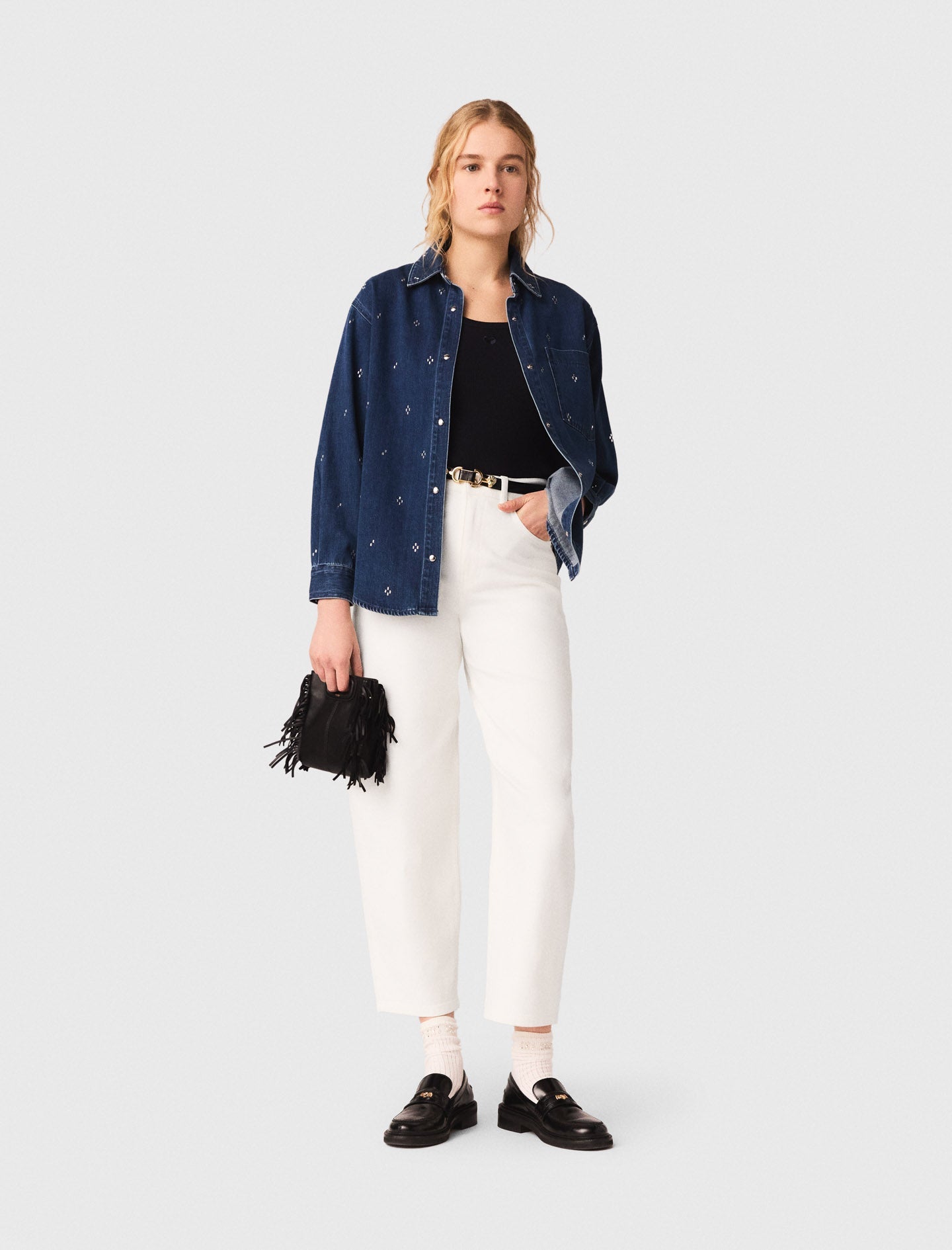 Rhinestone denim shirt