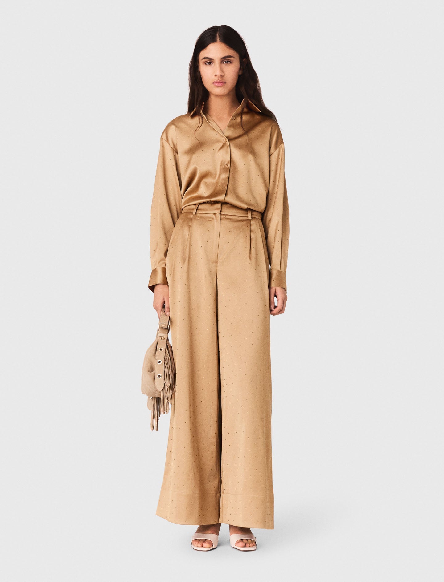 Rhinestone satin shirt