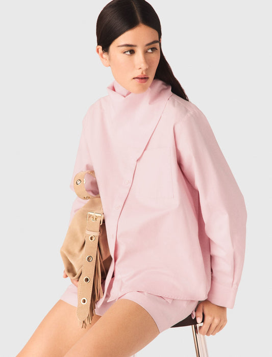 Shirt With Removable Pocket Square Pink