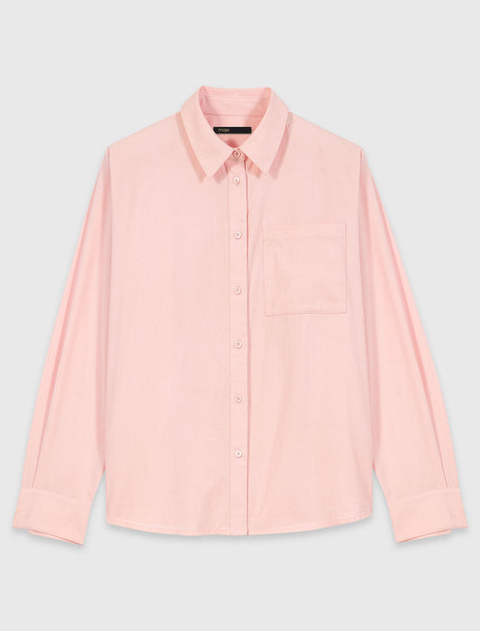 Shirt With Removable Pocket Square Pink