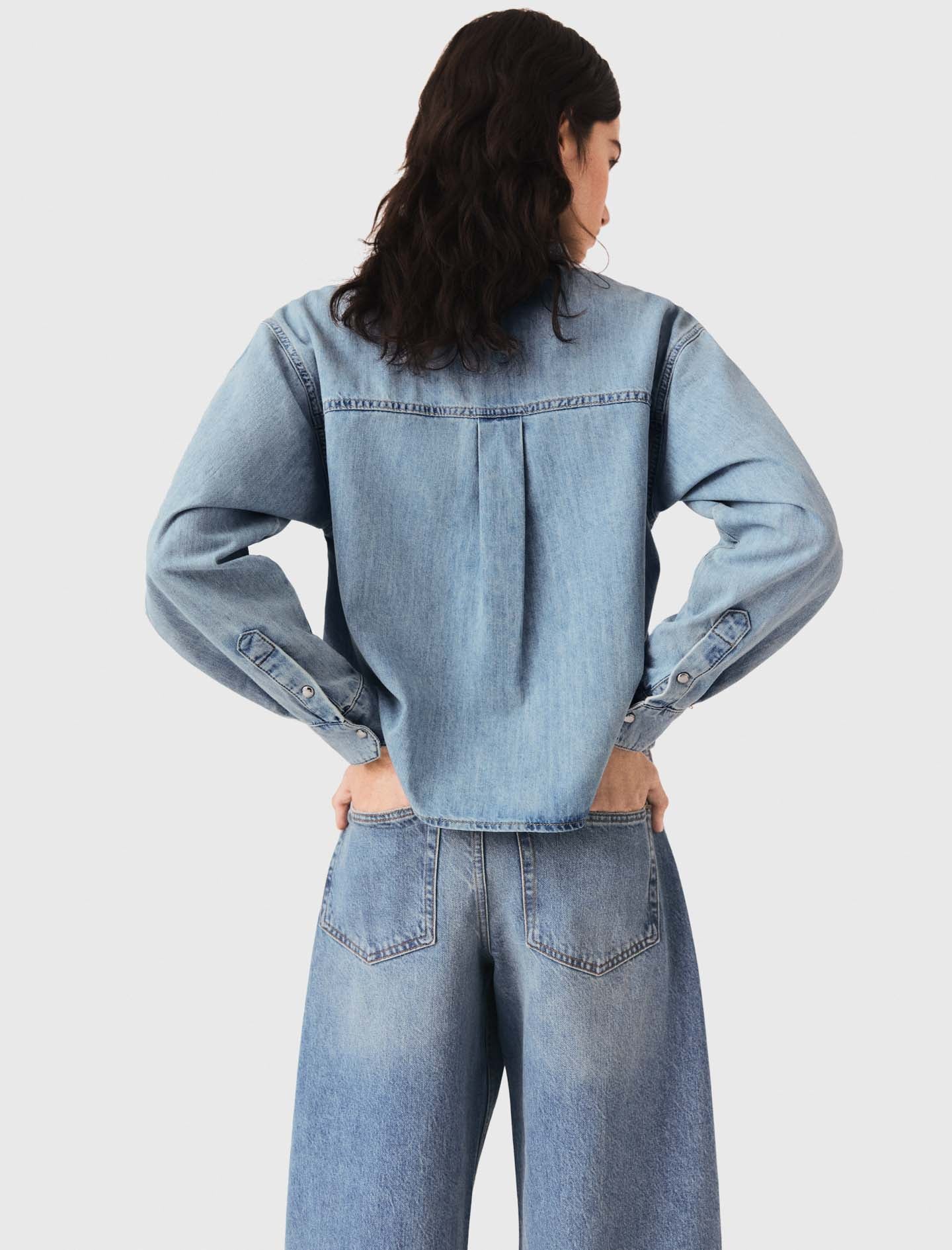 Denim shirt with logo Blue