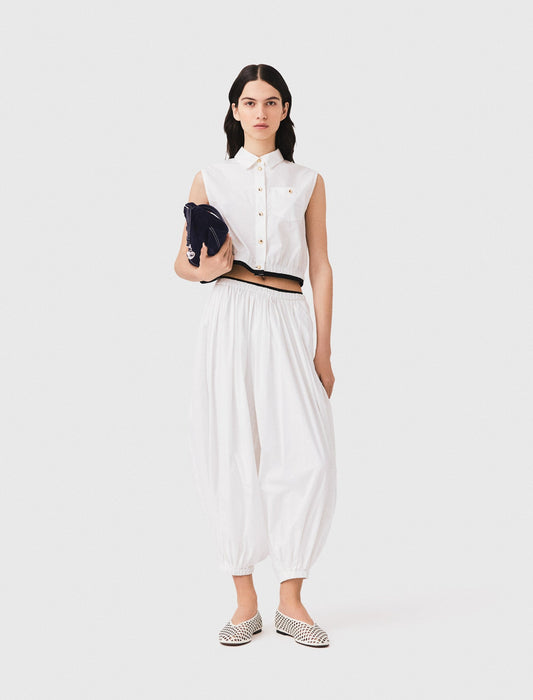 Cropped sleeveless shirt White