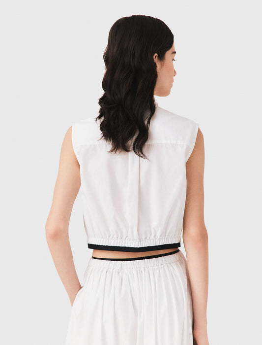 Cropped sleeveless shirt White