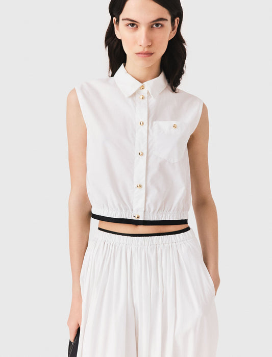 Cropped sleeveless shirt White