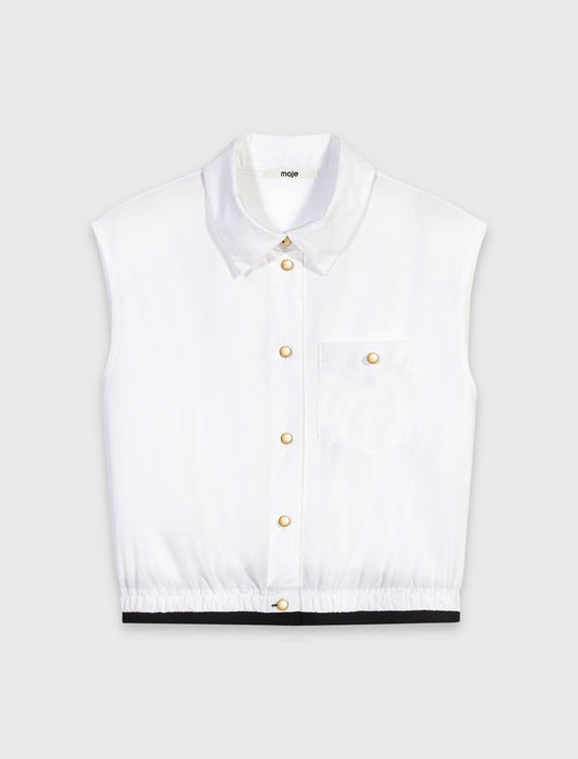 Cropped sleeveless shirt White