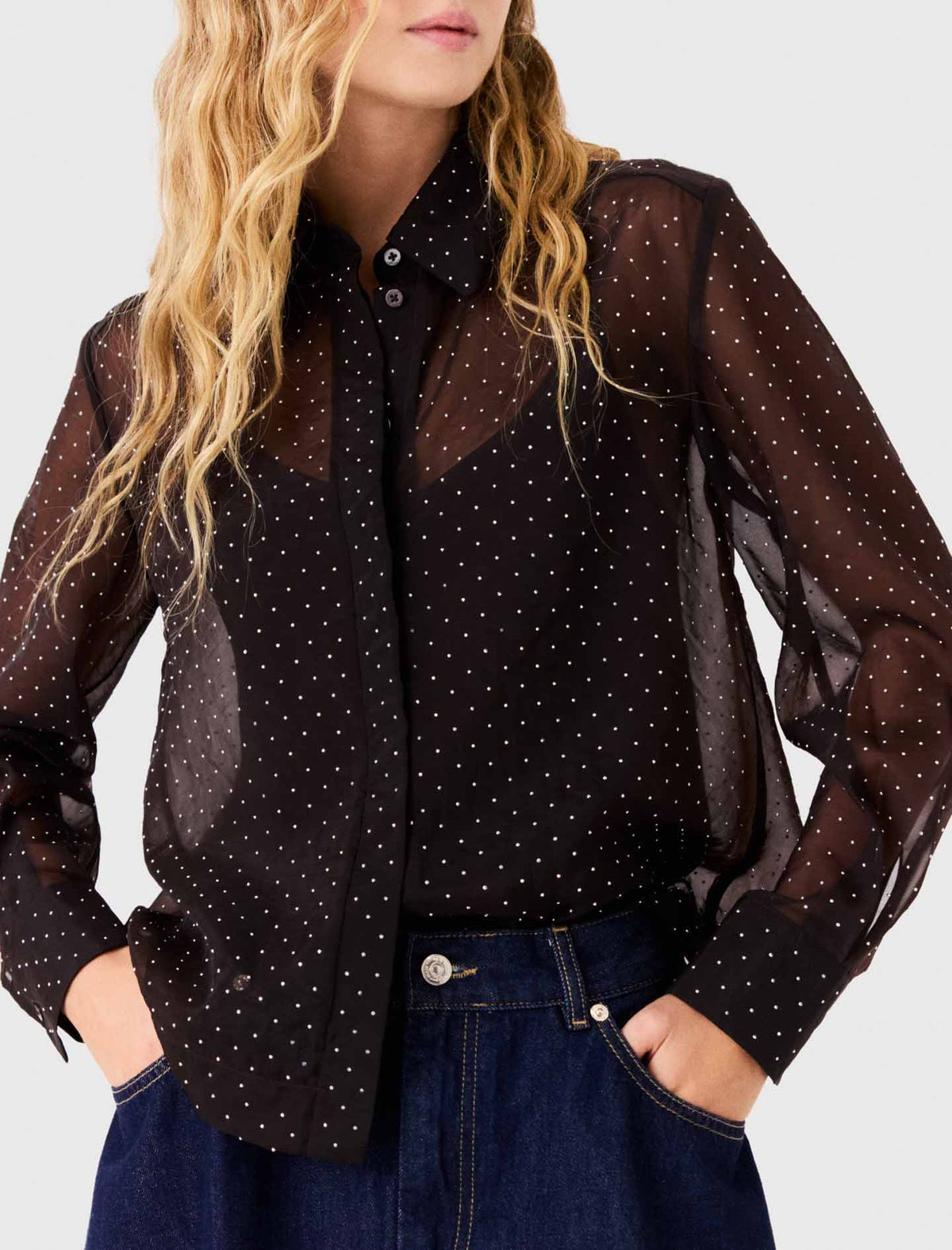 Rhinestone Shirt Dark Brown