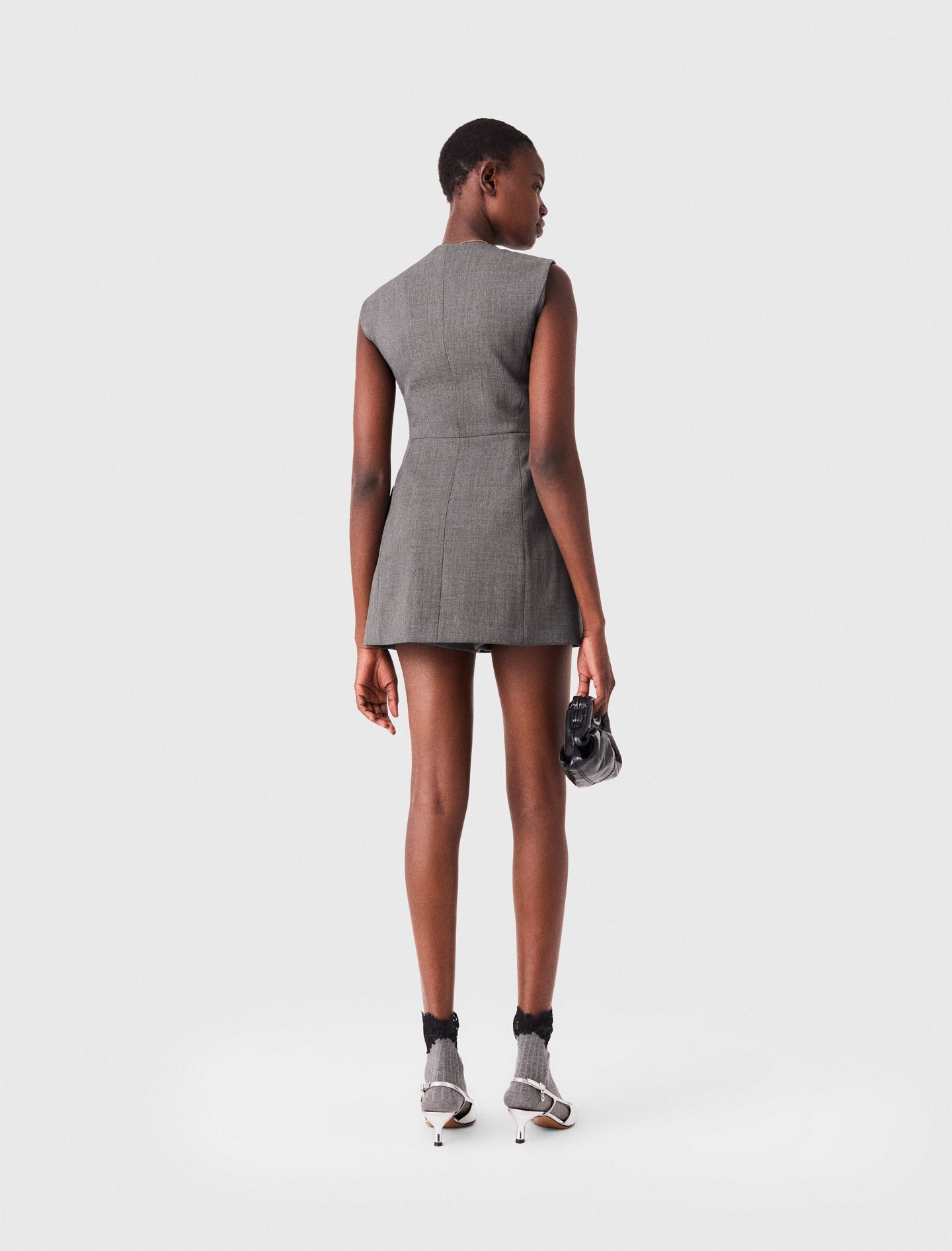 Jewel button tailored jumpsuit Grey