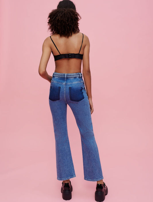 Blue   JEANS WITH BRAIDED DETAILING