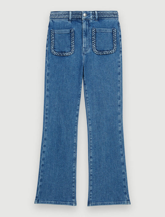 Blue   JEANS WITH BRAIDED DETAILING