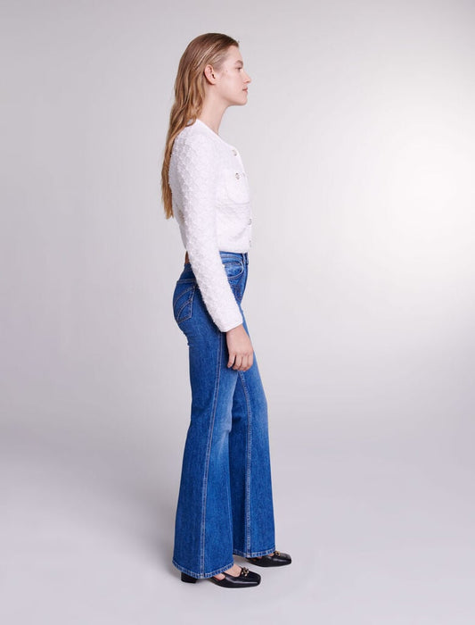 Blue  -Embroidered flared jeans