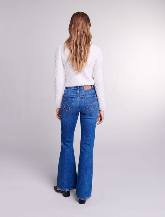 Blue  -Embroidered flared jeans