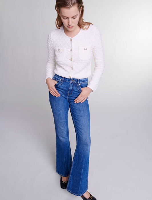 Blue  -Embroidered flared jeans